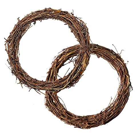Simoutal Grapevine Wreath DIY Crafts Natural Dried Round Grapevines Wreath Bulk for Decoration, Crafts (12 Inch, 2 Pack) Cover