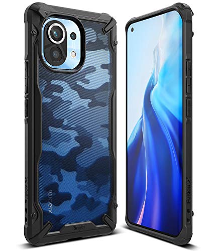 Image of Ringke Fusion-X for Xiaomi Mi 11 Case Back Cover, [Military Drop Tested] Ergonomic Camo Hard PC Back TPU Bumper Impact Resistant Protection for Xiaomi Mi 11 Back Cover Case - Camo Black