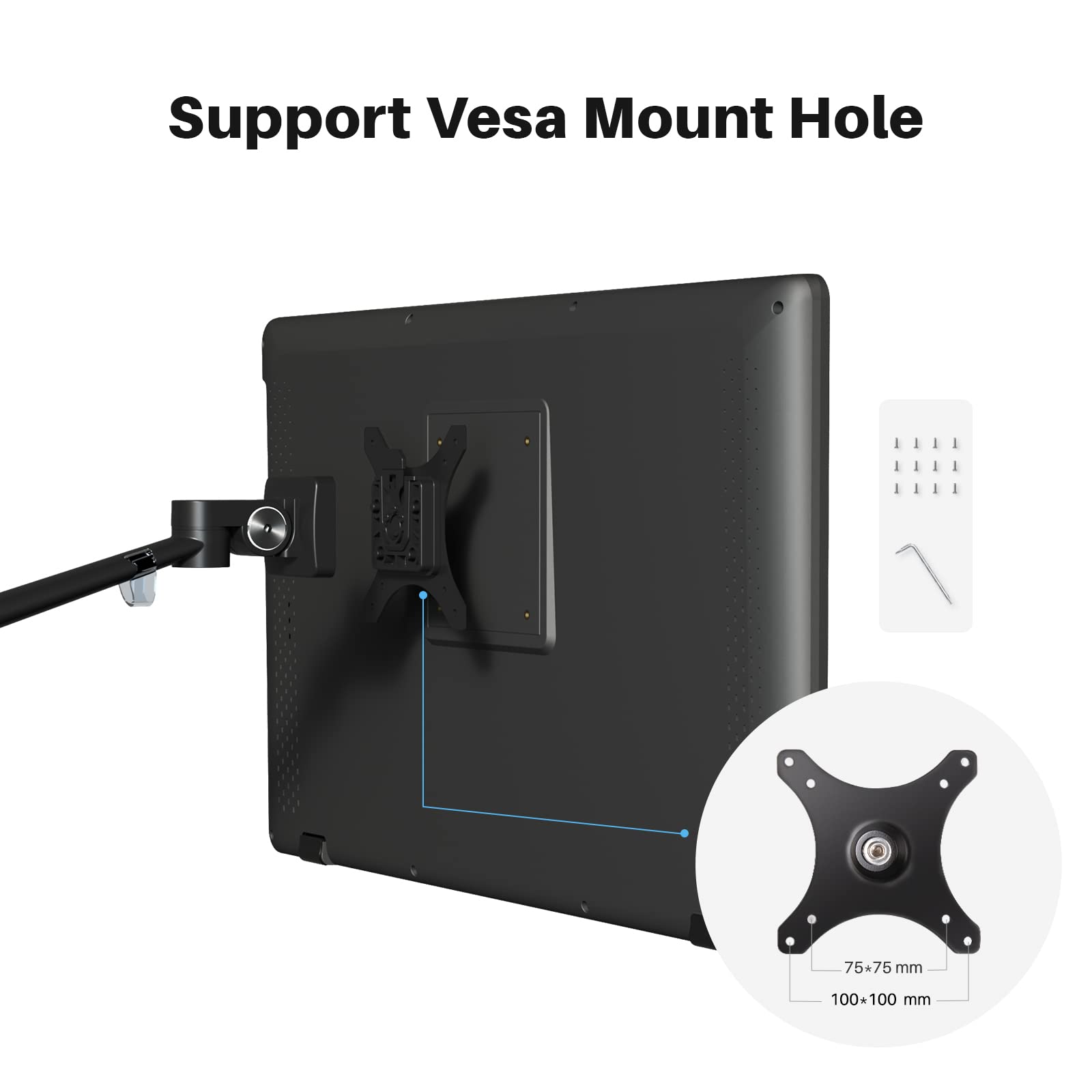 HUION ST500 Soporte Ajustable de Escritorio, Pies de Silicona no Deslizantes, Soporte Estable, Ajuste de Angulo Múltiple, Compatibilidad VESA, Adecuado para Pantallas de 17-32 Pulgadas