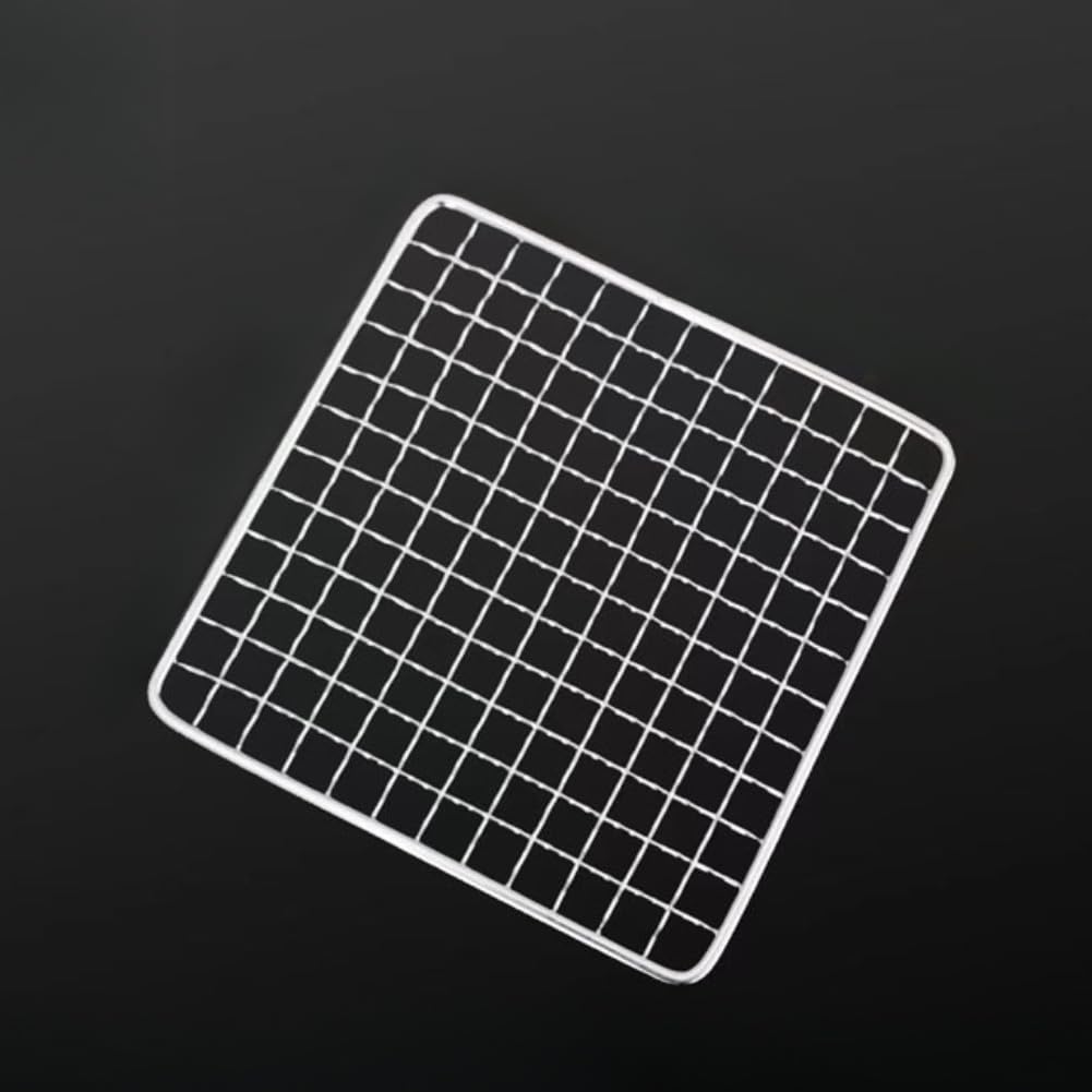 Griglia rettangolare in acciaio inox per barbecue, portatile, per cucinare all'aperto, campeggio, picnic, costruzione a lunga durata (20 x 20 cm)