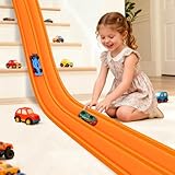 Juegos de pista de carreras mejorados compatibles con autos Hot Wheels, pista de carreras flexible para niños, rampas de...