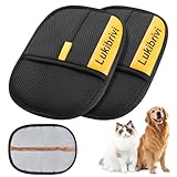 Lukibrivi Pet Hair Removal Glove for Dogs & Cats - Upgraded Reusable Electrostatic Pet Hair Glove, Gentle Grooming Mitt, Pet Hair Remover Tool for Laundry, Couch, Carpet & Car Seat, 2 Pack (Black)