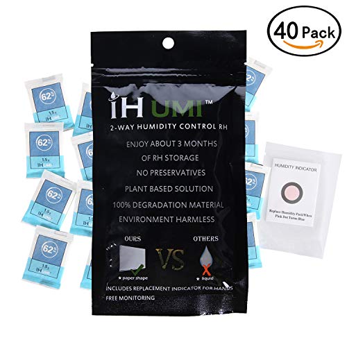 IHUMI Humidity Control Packs,62-Percent RH 2-Way Humidor Packs,Humidity Packs for Herb Jar,Cigar Cigarette