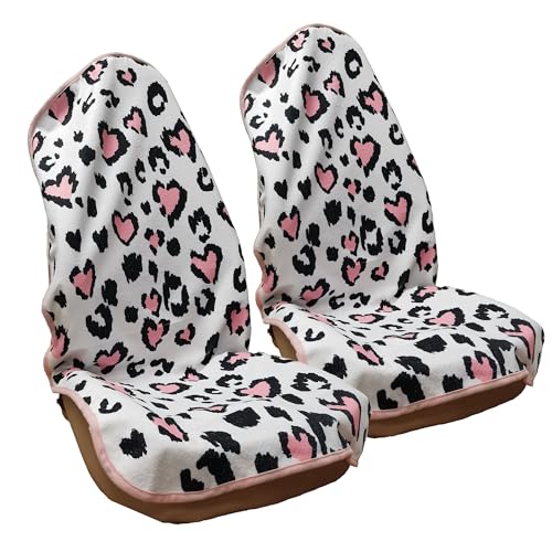 Image of Car Seat Cover Protector Front Seats,for Gym Workout,Running,Swimming,Beach and Hiking,Waterproof Sweat Towel Bucket Seat Covers for Cars SUV Trucks (Leopard Print, 2Pcs)