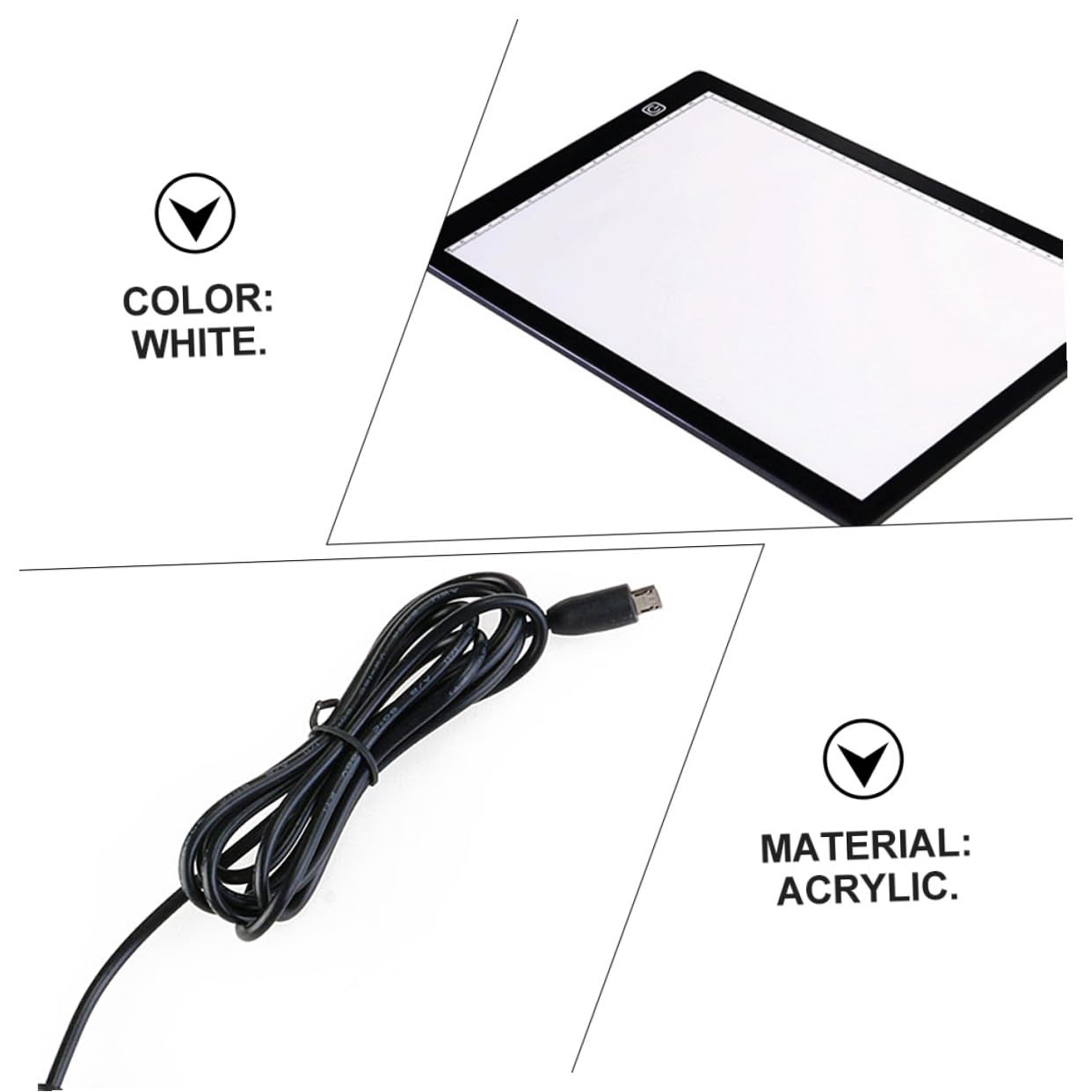NIYANGLE Table Lumineuse A4 en Acrylique Blanc Câble USB et Aimants, Planche à Dessin Magnétique Légère pour Croquis et Pratique de Peinture