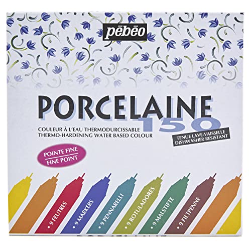 Pebeo Porcelaine 150 - Juego de rotuladores brillantes para cristal (trazo fino), varios colores