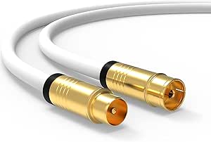 Cavo Antenna TV 2.5m - Connettori 90° Bianco, Schermatura Oro - Foto 2