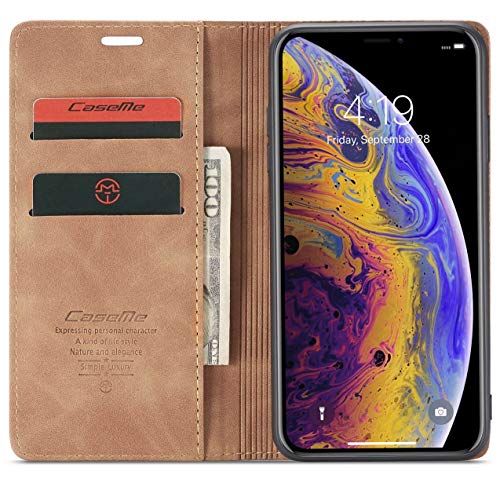 Iphone Xs Max Wallet Case Iphone Xs Max Leather Case, Sinianl Folio Case With Kickstand Credit Card Holder Magnetic Closure Folding Flip Book Cover Case For Iphone Xs Max Iphone 10S Max - Brown #TOP1