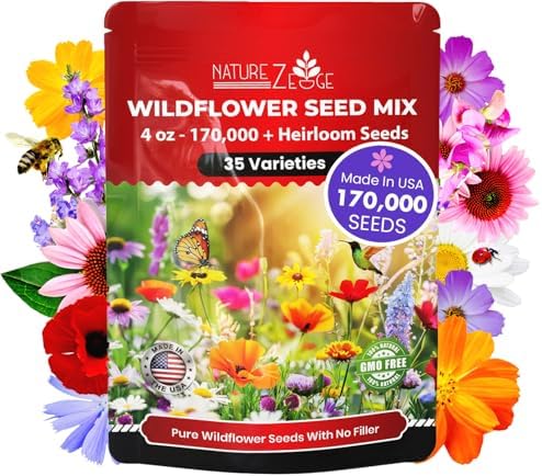NatureZ Edge Wildflower Seeds Mix – 1/4 lb, 170,000 Seeds, 35 Variety Perennial & Annual Flower Seeds to Plant Outside, Bulk Wildflower Seeds, Wild Flower, Semillas de Flores