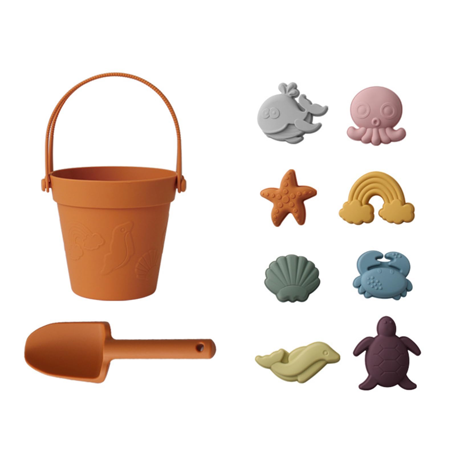CHSEEO Beach Toys, 8 PCS Collapsible Bucket and Spade Beach Set Kids, Silicone Sand Toys for Boys Girls, Outdoor Water and Sand Beach Toys for Kids Children Toddlers-3