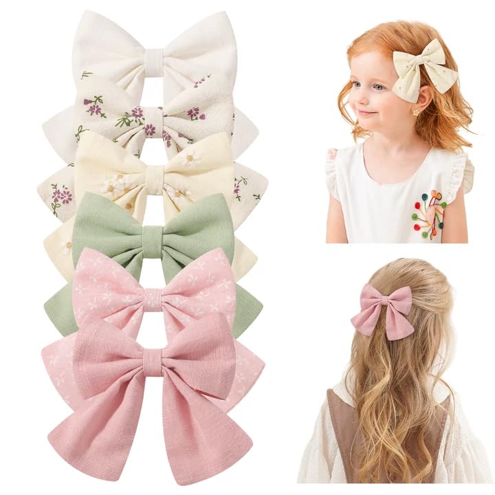 Dooboi 6PCS Baby Girl Hair Clips Solid Flower Hair Bows for Girl Toddlers