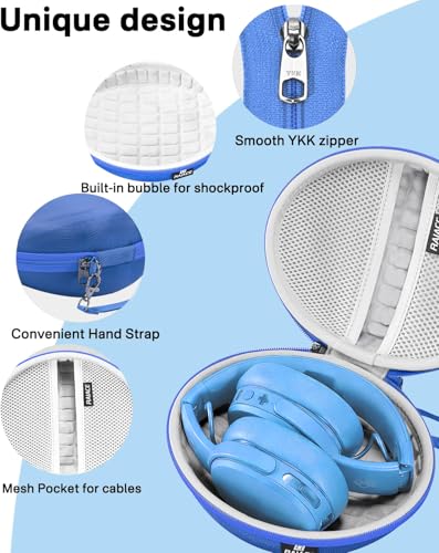 Image of Hard Travel Carrying Case Compatible with Skullcandy Crusher Over-Ear Headphones. (Case Only, Not Include The Device) (Blue)