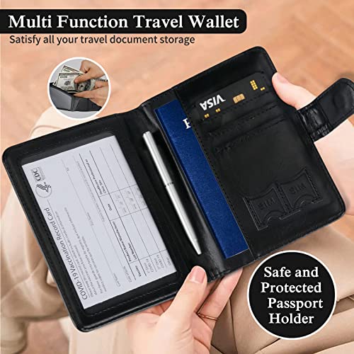 Image of TIGARI Passport Holder for Travel Women Men, PU Leather Waterproof RFID Wallet Cover Case Sleeve, Valentines Day Gifts, Vacation Plane Cruise Travel Document Organizer Essentials