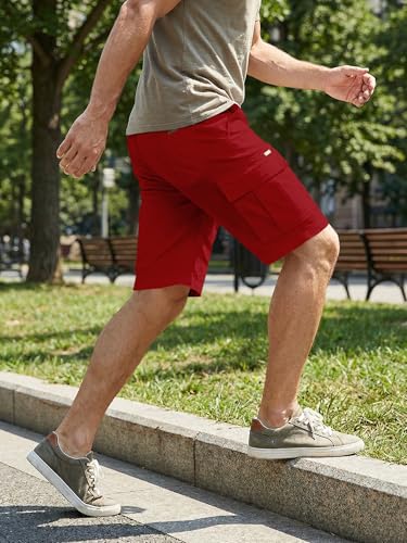 Image of JMIERR Mens Casual Cotton Twill Cargo Shorts Drawstring Classic Chino Stretch Short with 6 Pockets
