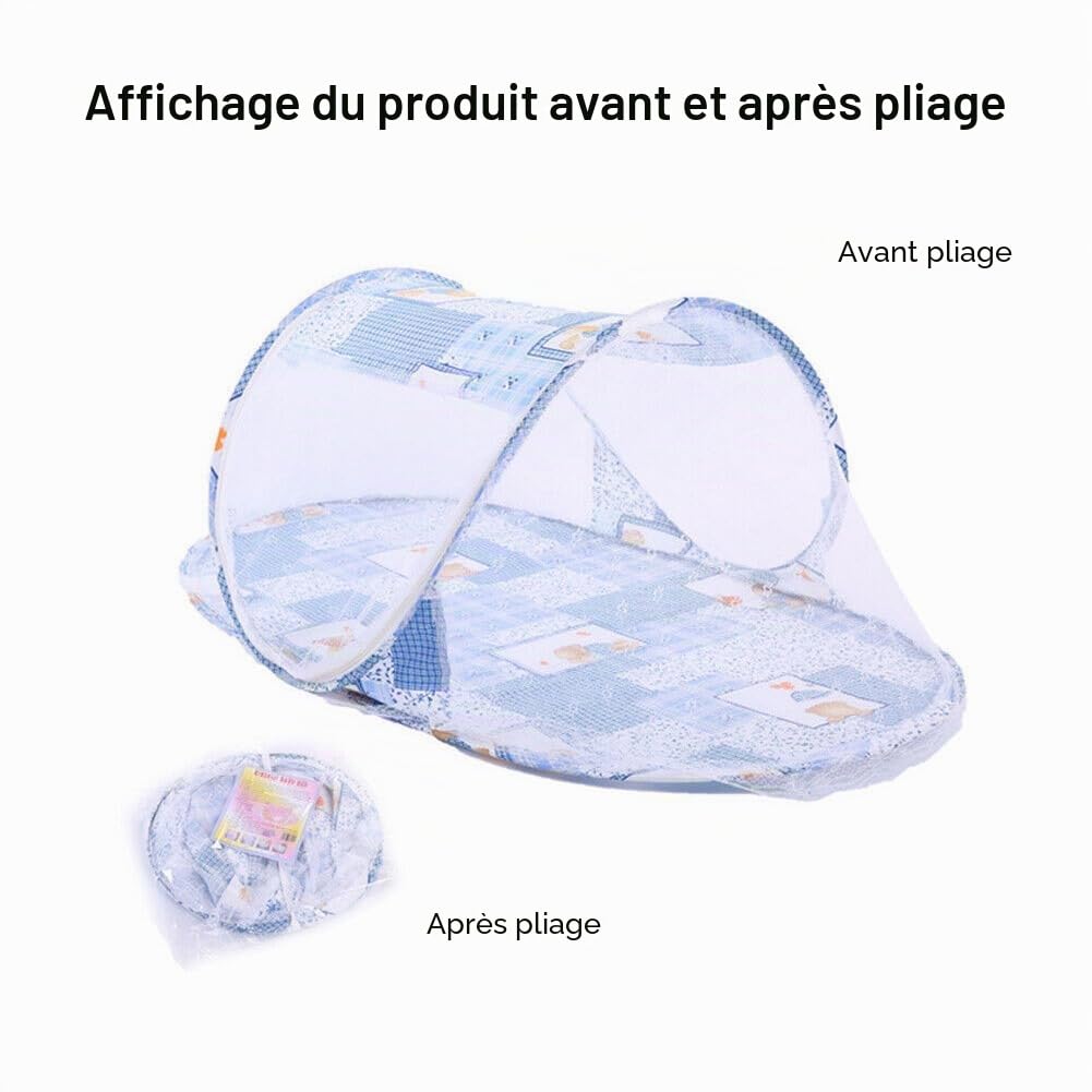 Moustiquaire Lit Bebe avec Fermeture Éclair Pliante pour Berceau/Berceaux/Lit de Voyage Pop Up avec Pare Soleil Anti-UV & Anti-Insectes pour Bébés