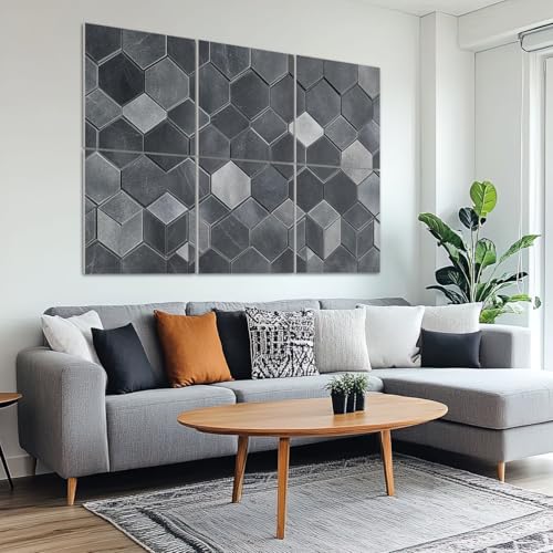 6 Pack Paneles Acústicos Artísticos Paneles Geométricos Hexagonales Gris Oscuro 3D Textura de Piedra Autoadhesivos para Estudios de Grabación Oficina 72"x48" miniatura 6