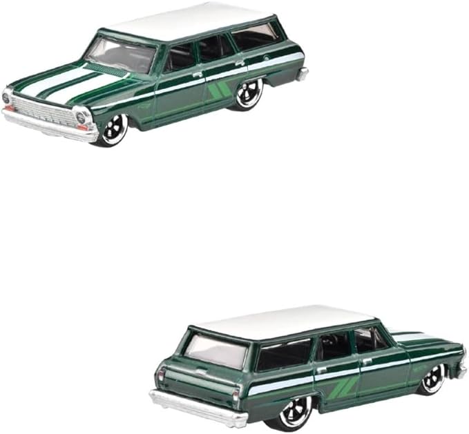 Hot Wheels 1964 Chevy Nova Wagon Diecast Car Model, Red, Metal