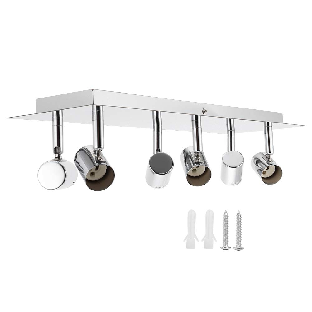 Greensen LED Deckenleuchte 6 Köpfe Bad Deckenlampe Edelstahl Deckenstrahler mit GU10 Lampenfassung Deckenspots Schwenkbar Leuchtmittel für Wohnzimmer Schlafzimmer Badezimmer