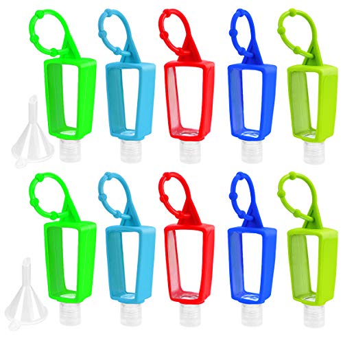 Nexxxi 15 Pack Travel Plastic Clear Bottles with Silicone Colorful Sleeve, Refillable Cosmetic Bottles, Air Flight Travel Bottles for Travel, Outdoor Activities(1oz/30ml)