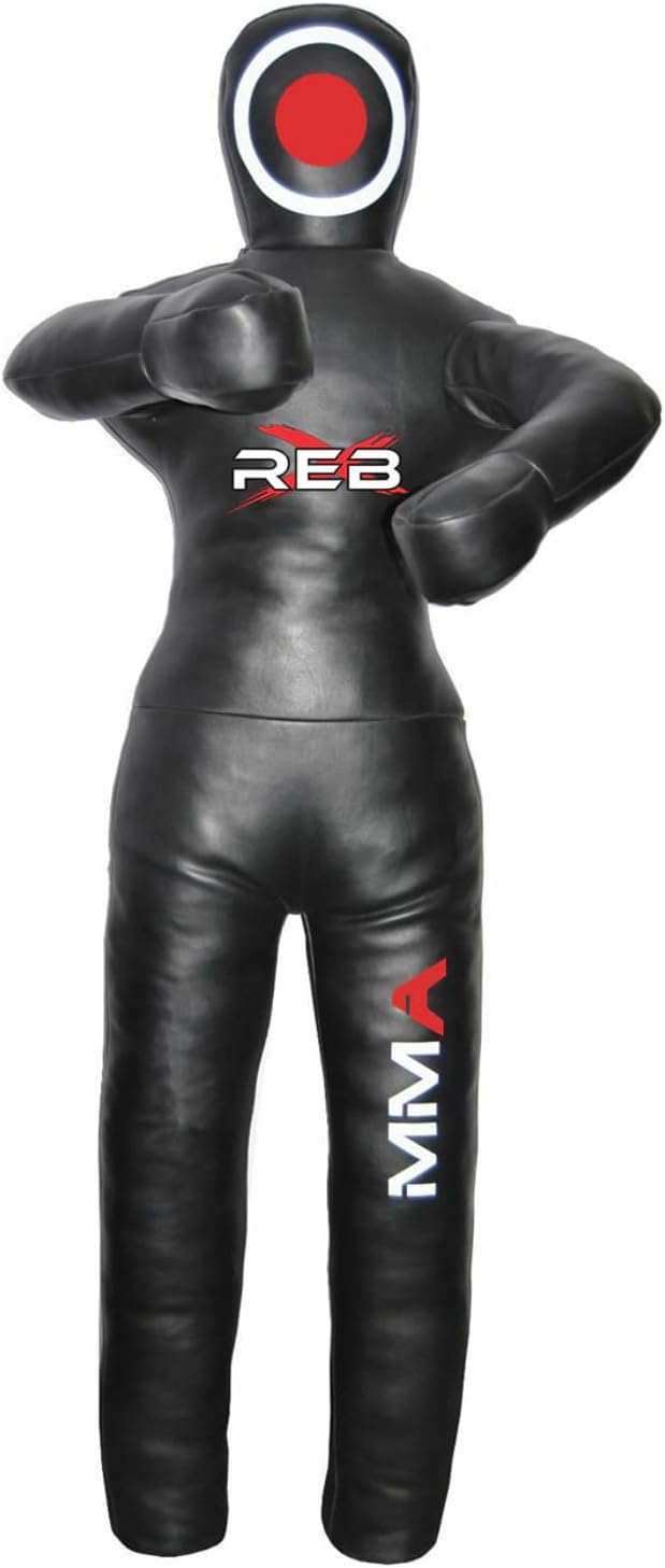 MMA Standing Grappling Dummy, 70-Inch Leather Grappling Dummy Judo Punching Bag Dummy BJJ Wrestling Brazilian JIU Jitsu Submission Self Defense Training Unfilled