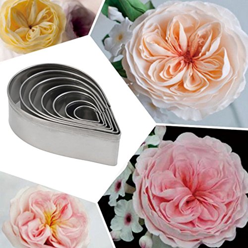 Hrph 7pcs La decoraciAn de la boda de cocina hornada del molde de la pasta de azAcar del partido pAtalo de rosa de la torta de la galleta Cortadores