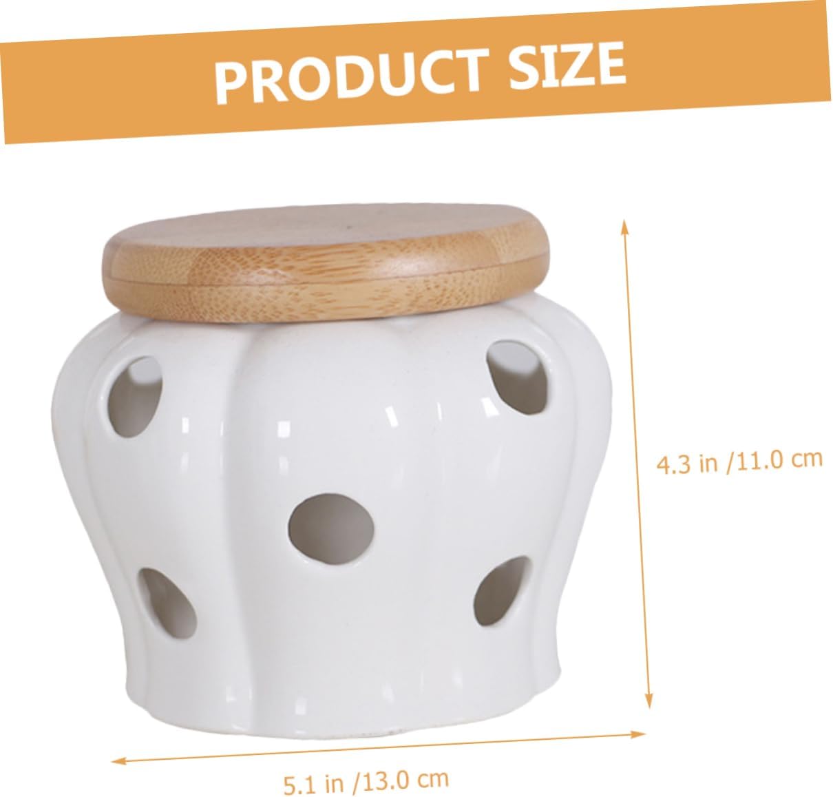 Mikinona Ceramic Garlic Keeper Garlic Container Air Vents for Preservation Small Garlic Ginger Jar Kitchen Storage Jar