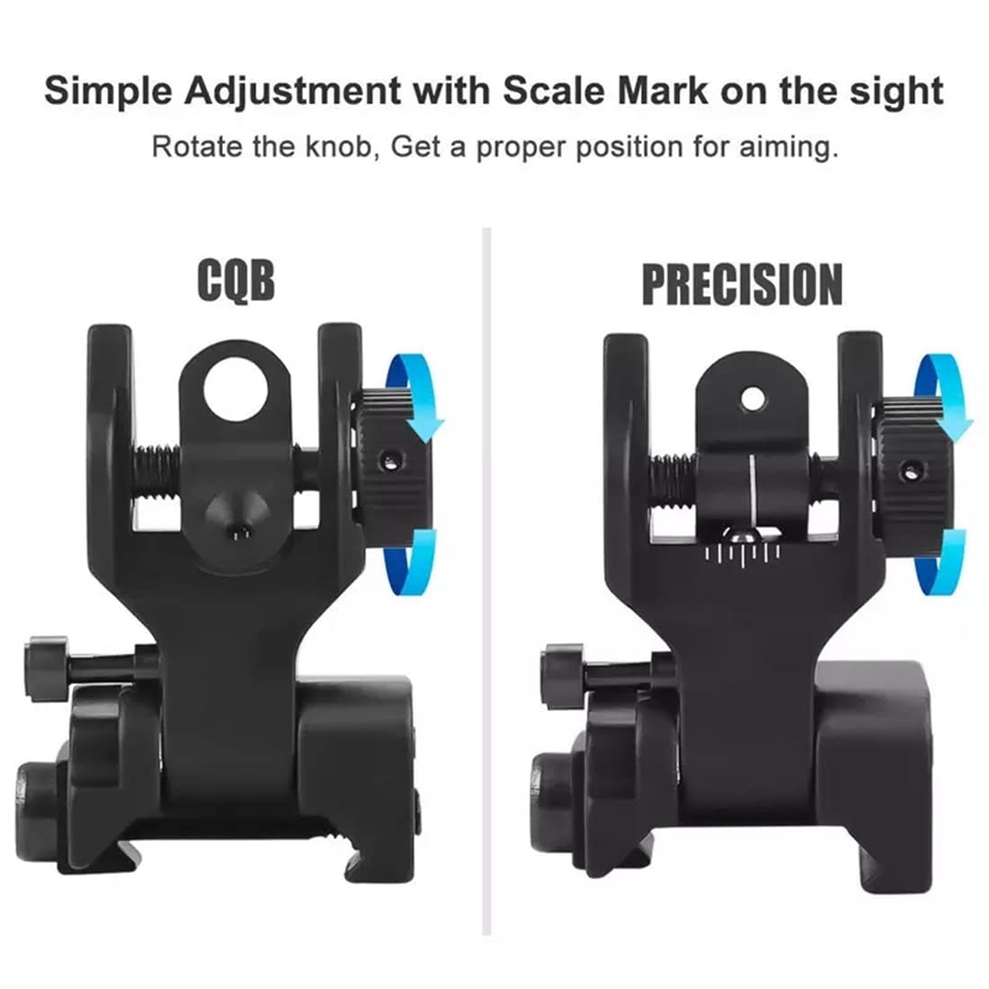 Basso profilo regolabile Flip Up anteriore posteriore ferro mira set transizione rapida AR15 ferro mira