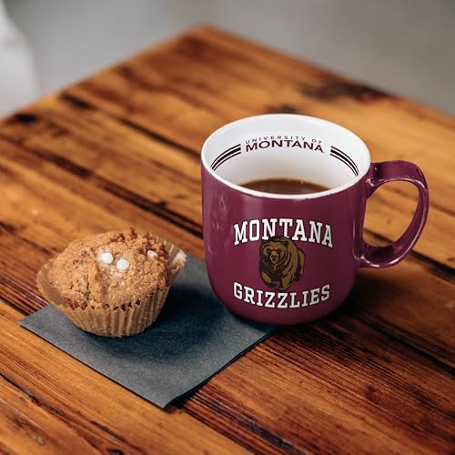 Image of Logo Brands NCAA Montana Grizzlies 15 oz Stripe Coffee Mug - Vintage Team Logo, Inside Print & Stripes, Microwave & Dishwasher Safe- Great Gift For Fans & Alumni