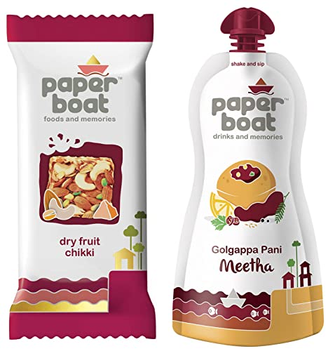 Image of Paper Boat Dry Fruit Chikki, (Pack of 10, 25g Each), Paper Boat Golgappa Pani Meetha, Ready to Drink or with Pani Puri, (Pack of 6, 200 ml) No Added Preservatives and Colours