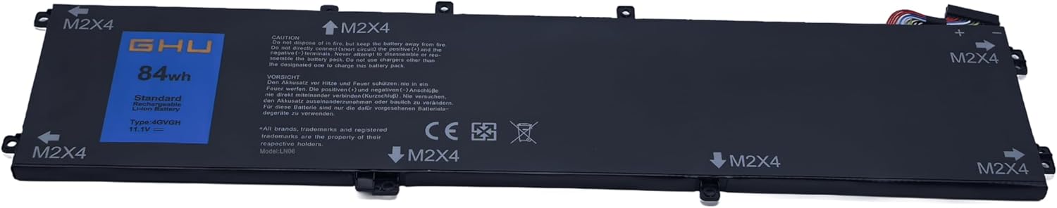 GHU 4GVGH Battery Compatible with Dell Precision 5510, Dell XPS 15 9550 - Premium 84Wh, UL Tested, Fast Charging, 1P6KD and -Free Return