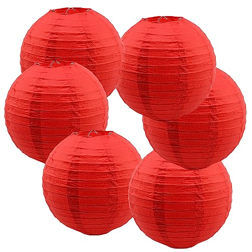 Surwin 6 Piezas Serie Roja Farolillos de Papel Linternas de Papel Colgantes Linternas Chinos de Papel Colores Redonda Faroles Decorativa para Jardín Exterior Fiesta Boda Cumpleaños (30cm,Rojo)