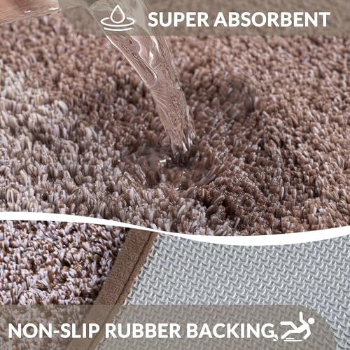 Tapis de bain en microfibre long brun pour douche et décoration - 4
