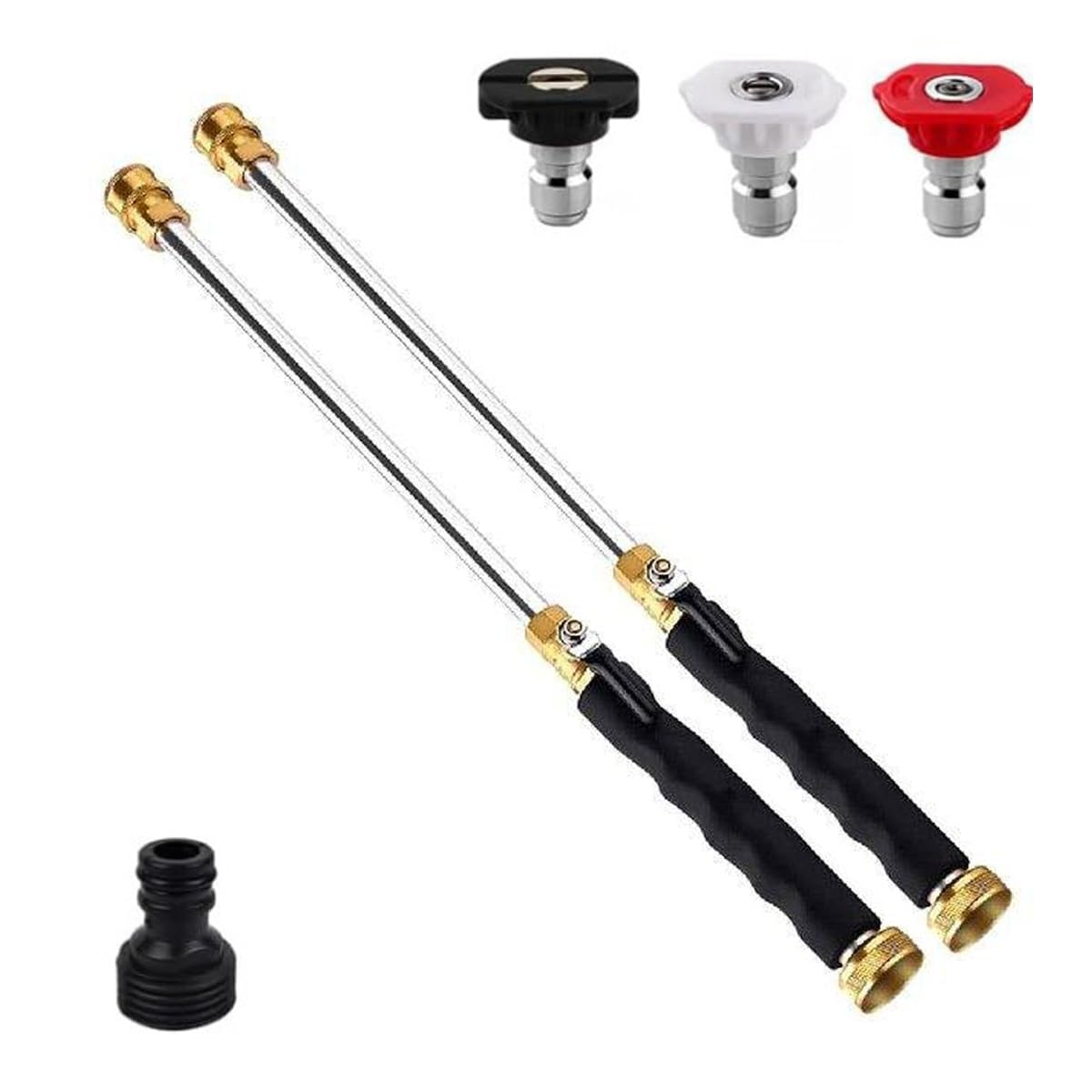 Jet Nozzle Power Washer Wand Hose Nozzle, High Pressure Washer with 3 Interchangeable Nozzles for Patio Car Pet Garden Outdoor Cleaning(2pcs)