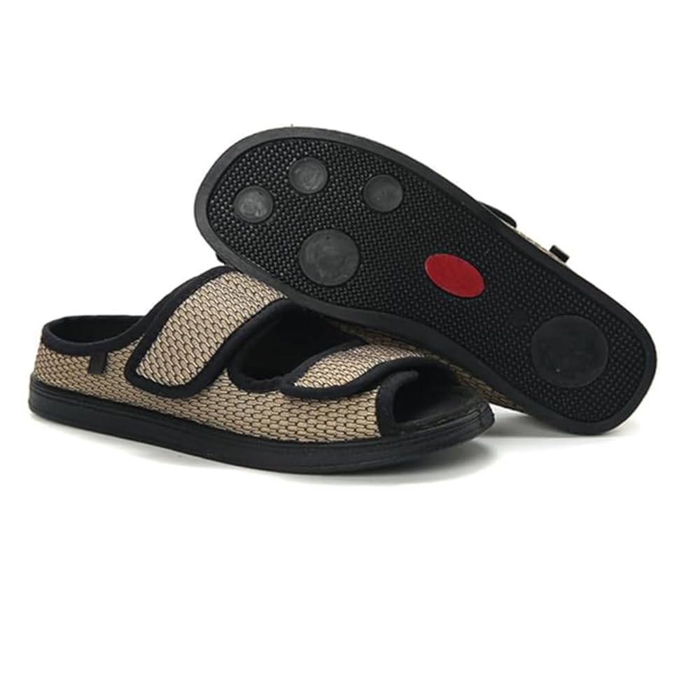 Genérico Zapatillas para diabéticos extra anchas, sandalias con velcro, ajuste ancho, plantilla extraíble, para pies hinchados, zapatillas de casa