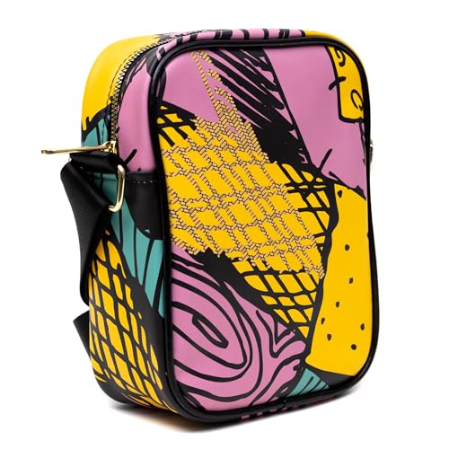 Disney Vegan Leather Crossbody Backpack for Men and Women with Adjustable Strap,The Nightmare Before Christmas Sally Dress Patchwork