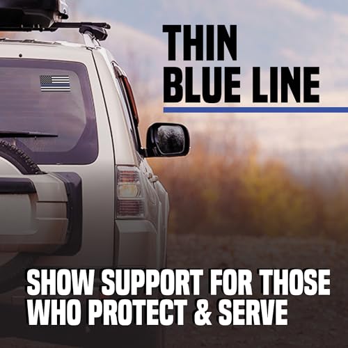 Image of | Thin Blue Line American Flag Decal (4 Pack), Size 4.3x2.5 Inches - Durable, Strong Adhesive, Waterproof Thin Blue Line Stickers and Decals Perfect for Cars, Laptops, and More