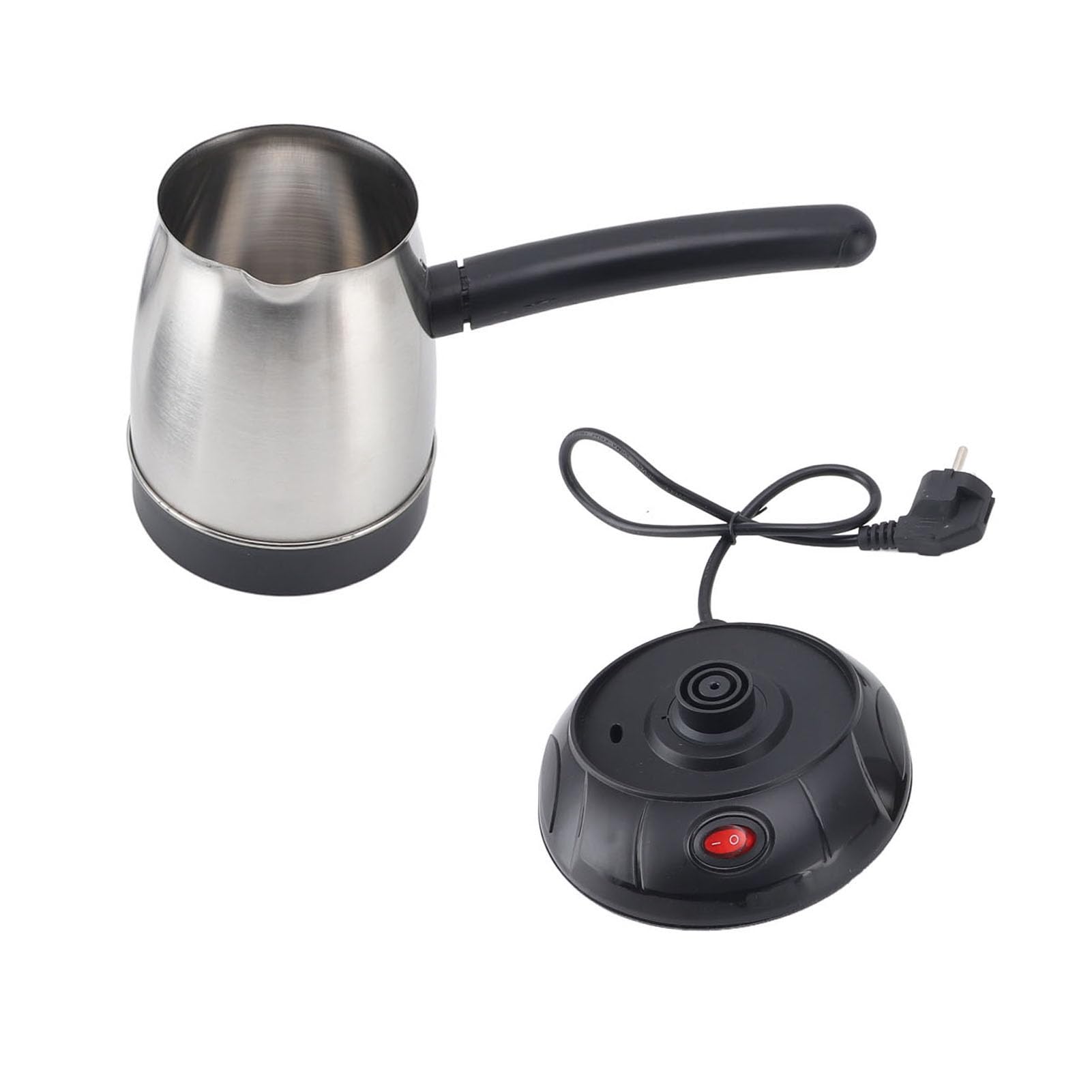Fdit Caffettiera Turca Elettrica da 500 ML, Caffettiera con Base Antiscivolo, Bollitore per caffè in Acciaio Inossidabile con Manico Rimovibile per Domestica, Tè, Latte, Spina