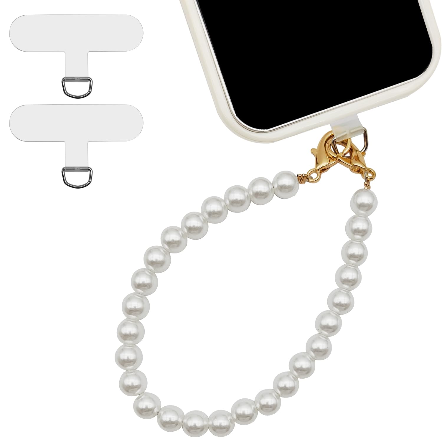 Cinturino per Telefono con Strass e Glitter - Cordino Cellulare con Catena in Cristallo di Diamante - Portachiavi e Corda Anti-Smarrimento, T4