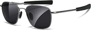 SUNGAIT Premium Military Style Aviator Sunglasses Men Women’s Classic Square Pilot Shades w. Spring Hinge HD Lens