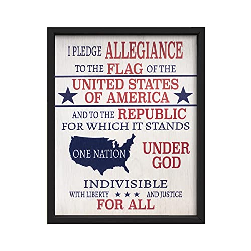 JennyGems, Framed, Pledge of Allegiance, Wooden Patriotic Sign, Patriotic Signs, Americana Home Accent, Patriotic Decor Wood Sign, Made in USA