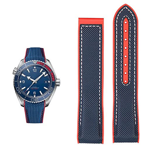 OMEGA 300 Seamaster 600 Planet Ocean Silicone Nylon Strap Accessories Watch Band Chain 20mm 22mmベルト(色:ブラックオレンジSK、サイズ:20mm)のブレスレッ