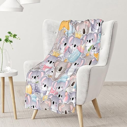 Koala Blanket Gifts - 50"x60" Cute Throw for Women, Girls - Colorful Soft Fuzzy Blankets for Bed, Couch & Living Room