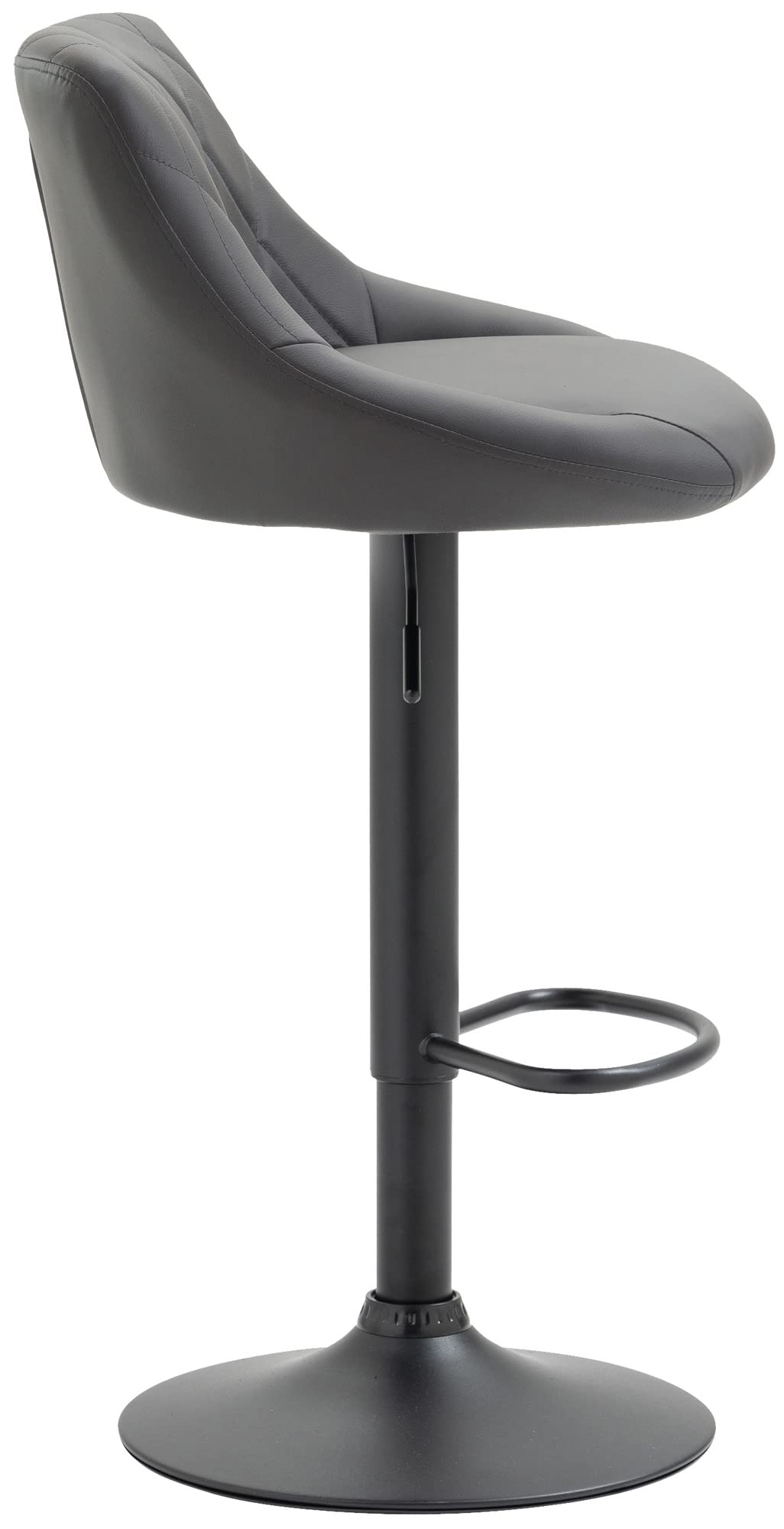 CLP Tabouret De Bar Réglable en Hauteur Lazio Similicuir I Chaise Hauteur De Bar Confortable avec Dossier Et Repose-Pied I Réglable Pivotant, Couleur:Gris, Couleur du Cadre:Noir