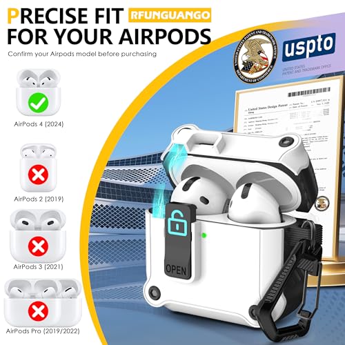 Image of RFUNGUANGO for AirPods 5 /4 Case (2026 /2024) with Lock, White