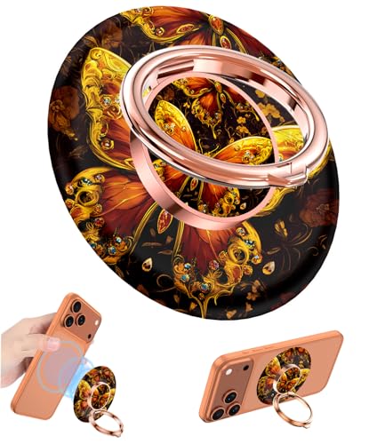 Image of Magnetic Phone Ring Holder for MagSafe Grip,[Super Magnet],Stylish 360 Rotation Cell Phone Grip Stand Finger Ring Kickstand for iPhone 17 16 15 14 Pro Max,iPad and Smartphones,Black