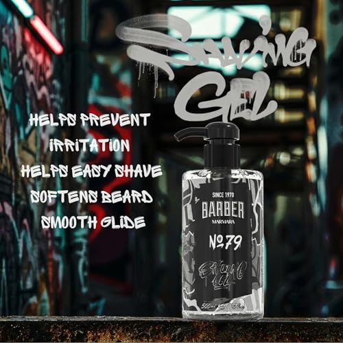 Barber Marmara No. 79 Shaving Gel for Men Transparent No Foam Shave Gel with Pump Professional Turkish Barber Quality for Beard Contours, Neckline & Close Shave Gel 500ml