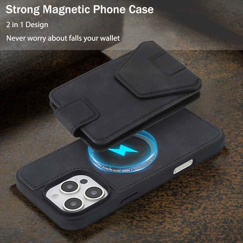 Funda iPhone 17 Pro Max Magnética Anticaída Caso de Cuero Extraíble 3
