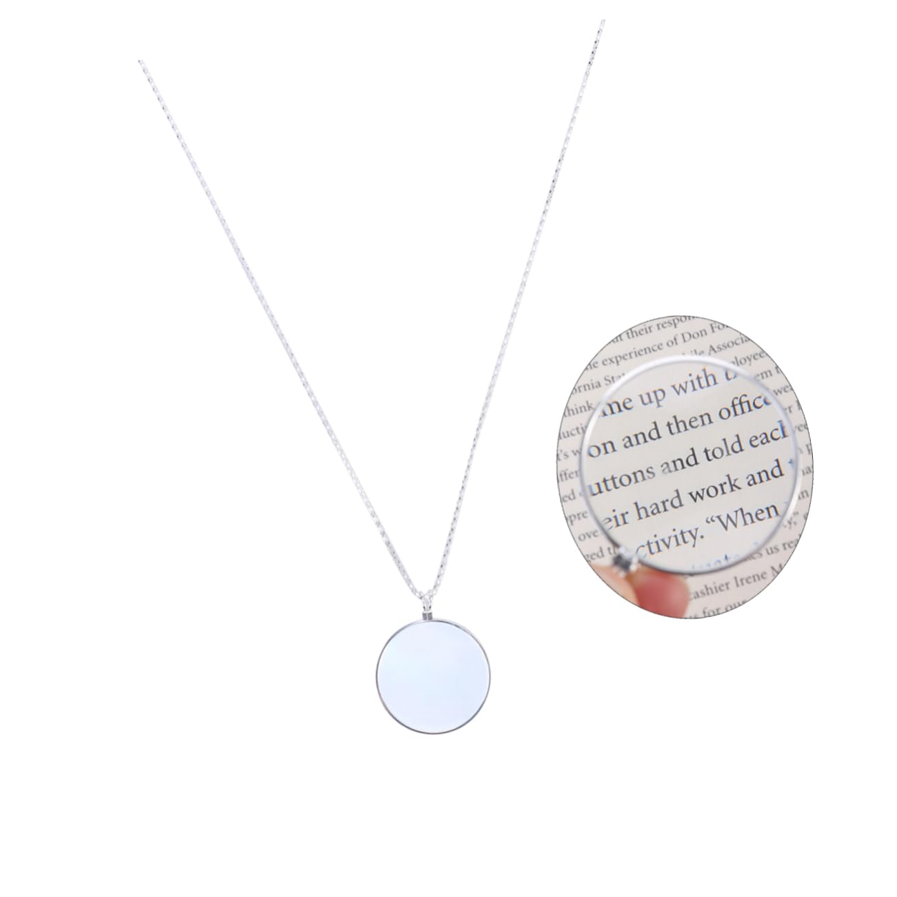 FOMIYES Optical Pendant Magnifier Necklace Glass Lens for Reading and Inspection Silver Compact Visual Aid for Home Outdoors Hanging Chain Design