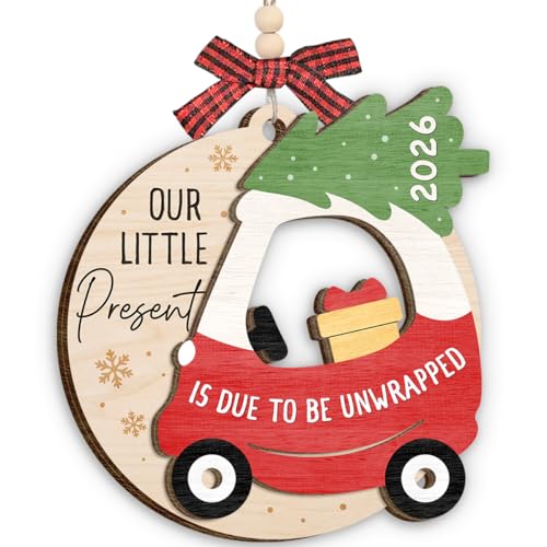 Baby Coming Soon Ornament 2026, Pregnancy Announcement Gifts for Dad, Mom to Be, Couple, Grandparents, Expecting Parents Wooden Ornaments as New Baby Keepsake for Holiday Hanging Decor