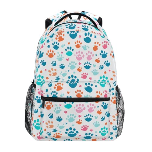 Sac d'école grande capacité léger et durable avec motif pieds d'animaux taille S